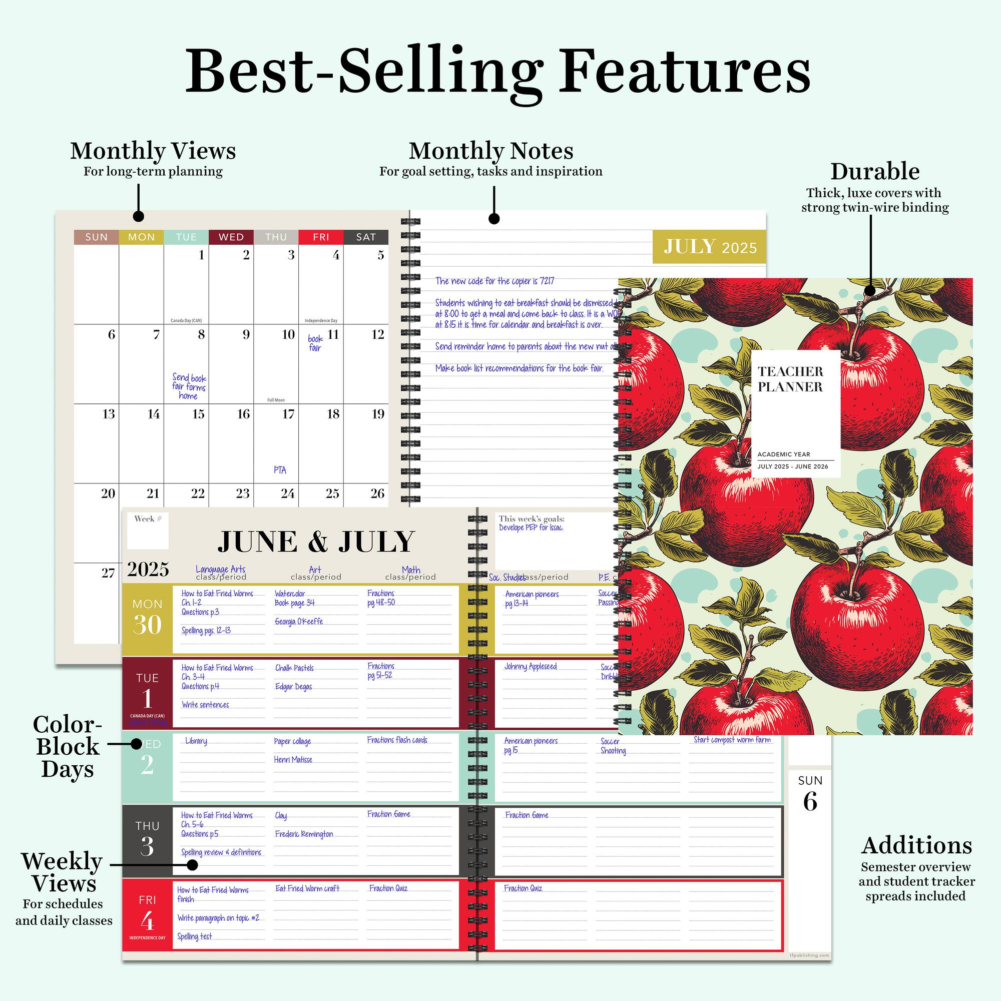TF Publishing 2025-2026 Heirloom Apples Teacher & Home School Lesson Planning Book